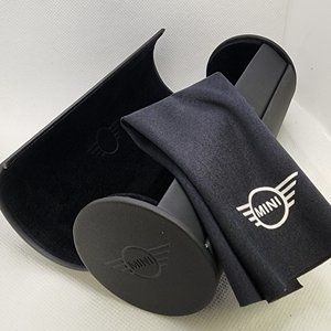 New Mini Cooper Eyeglass Case Black Cylindrical w/ Magnetic Closure & Cl…